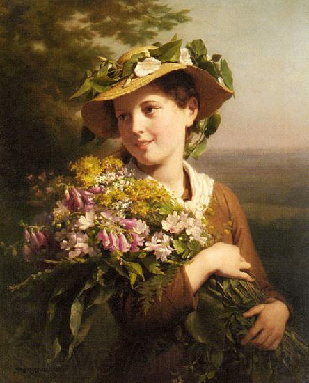 Fritz Zuber-Buhler Young Beauty with Bouquet Spain oil painting art